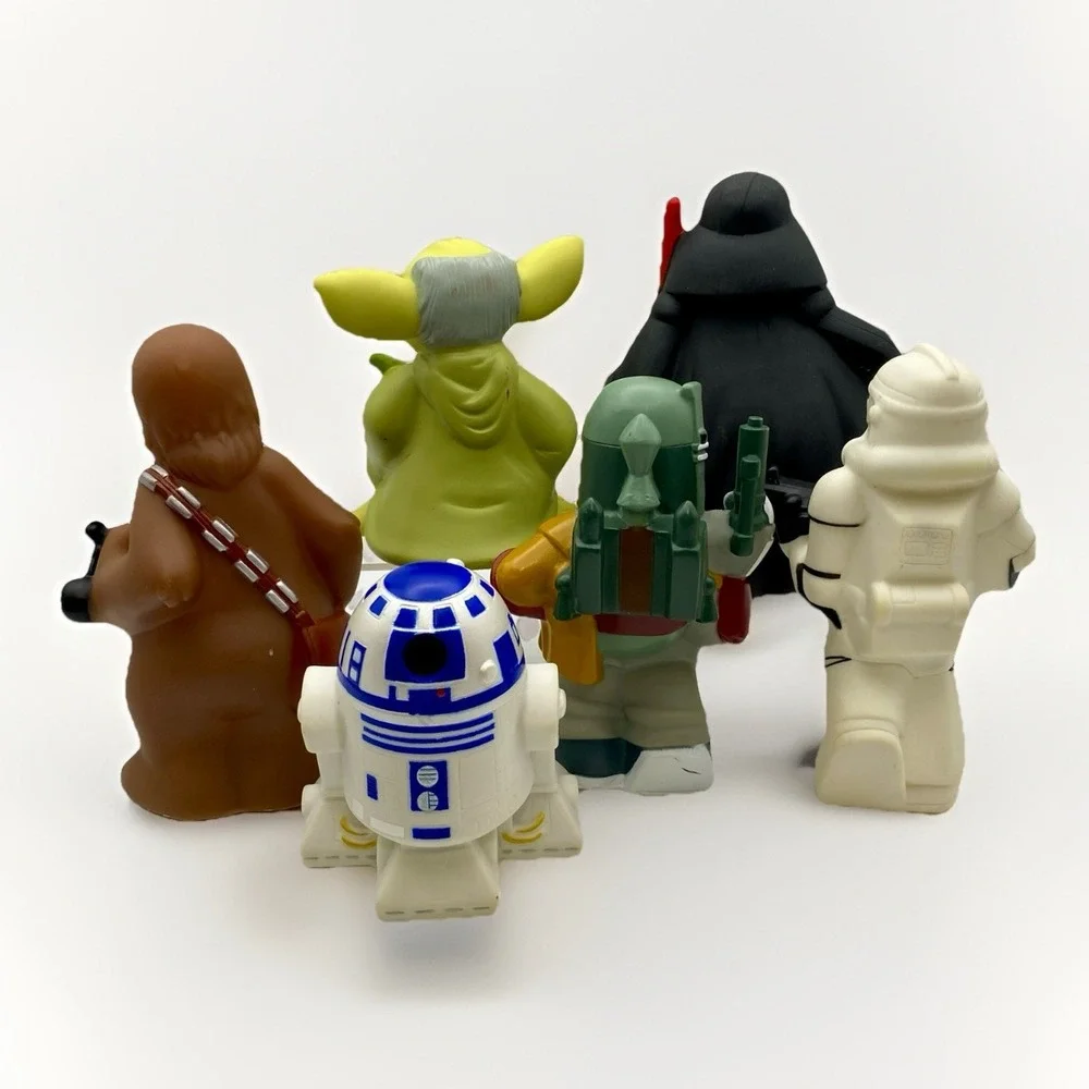 Star Wars 2008 Lucas Film Disney Vinyl Figures Lot‎ of 6 Bath Water Toy Set